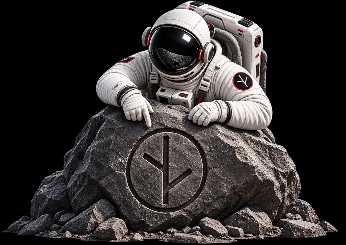 The Tree Growth Method Astronaut and Rock Emblem