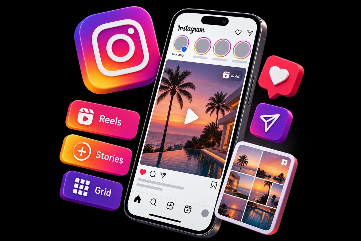 Instagram — Reels, Stories, and Grid